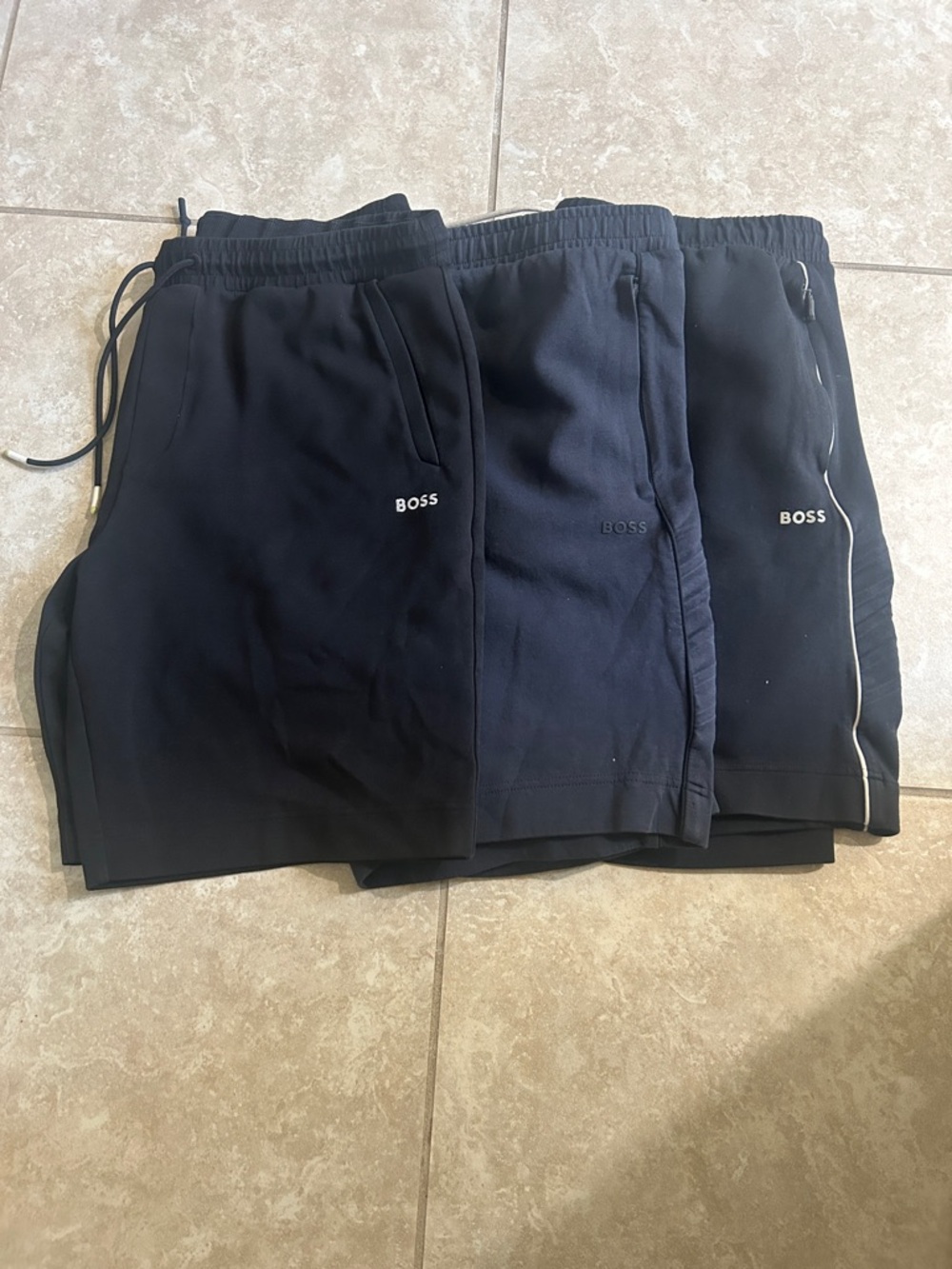 Boss Men's Navy and Black Logo Casual Shorts Set XXL - 3 Piece Bundle